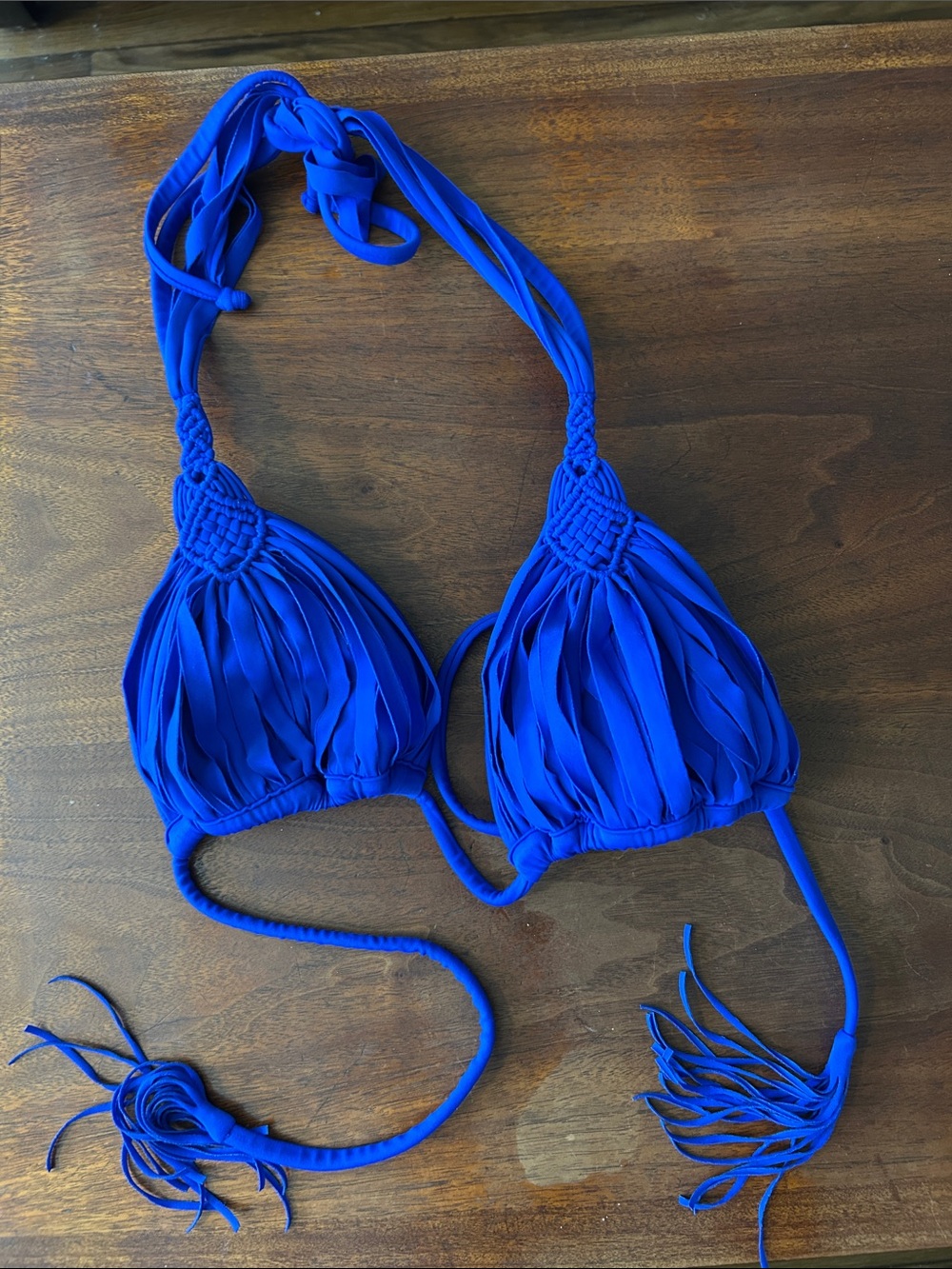 PQ Swim Electric Blue Macrame Halter Bikini Top